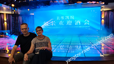 Birgit Enjoying Captain's Welcome Party on Victoria Sabrina in May 2025 Yangtze China Tour Review