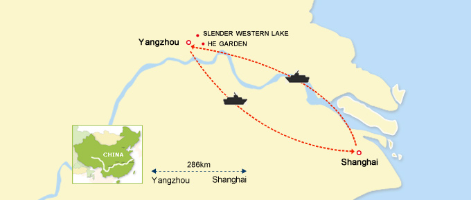 Map of Shanghai Yangzhou Shanghai Itinerary