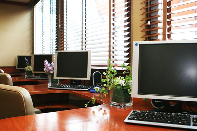 Business Center with International Phone calls, faxes, and internet access on board.