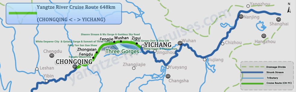 Victoria Cruises Chongqing Yichang Route Map