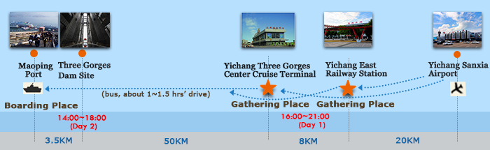 Map of Yichang Chongqing for Three Gorges Dam Ship lift