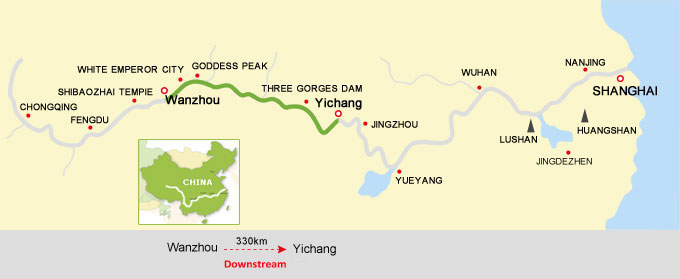 Wanzhou to Yichang Cruise Route Map